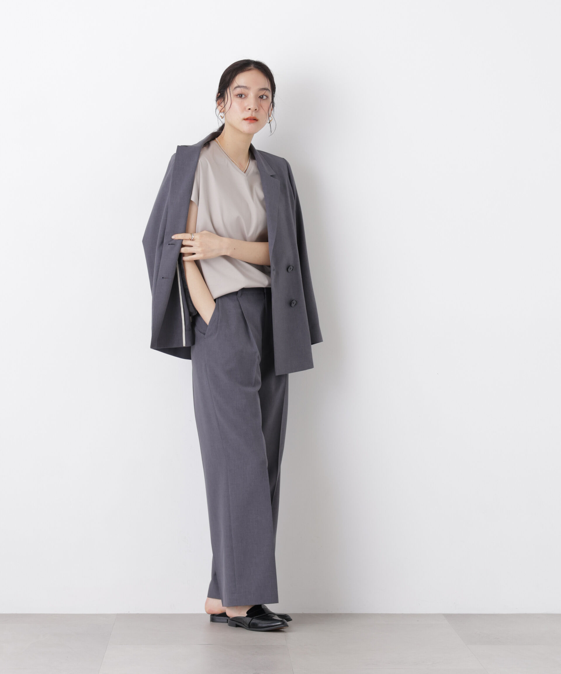 nano･universe「DressT/シルケットスムースVネックソフトドルマンTシャツ」|Tシャツ・カットソー|