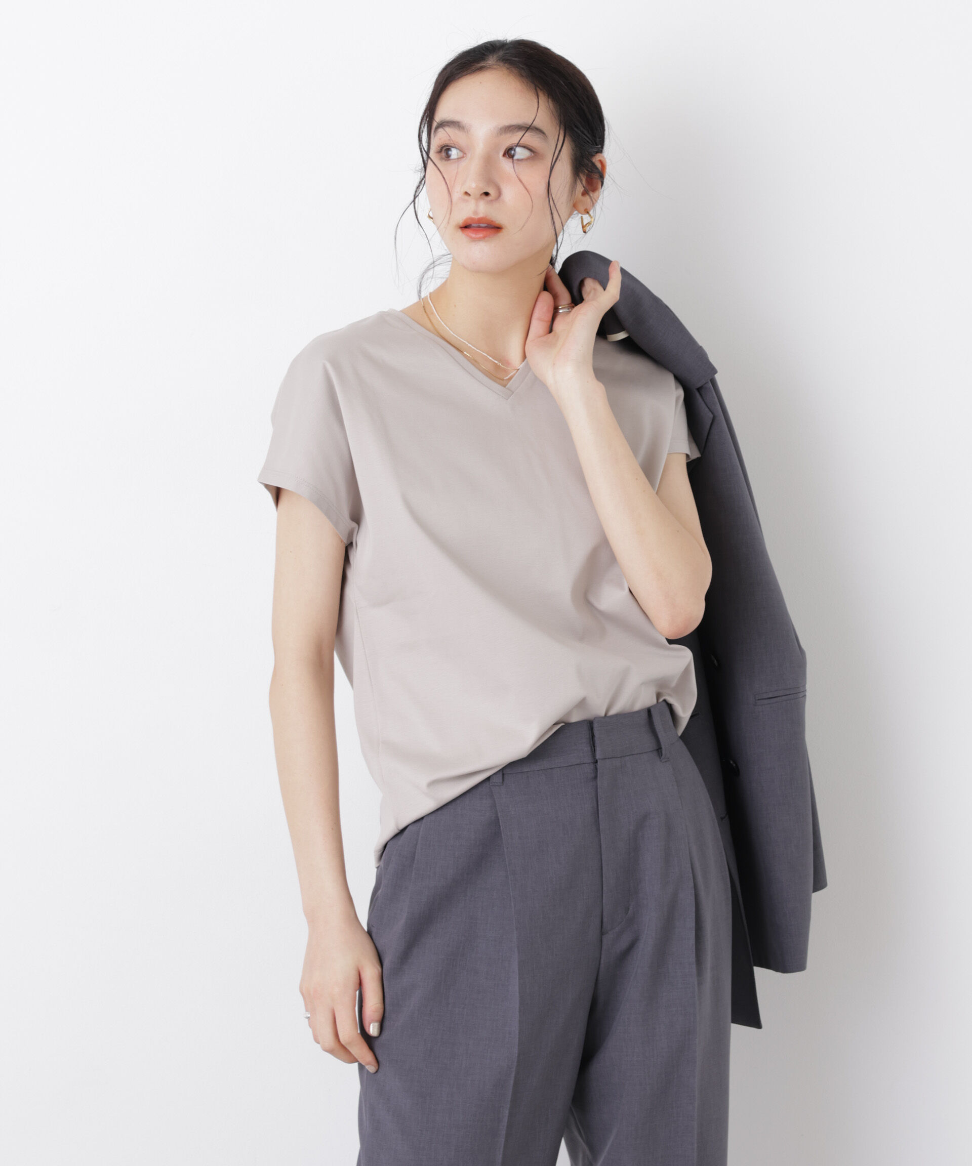 nano･universe「DressT/シルケットスムースVネックソフトドルマンTシャツ」|Tシャツ・カットソー|