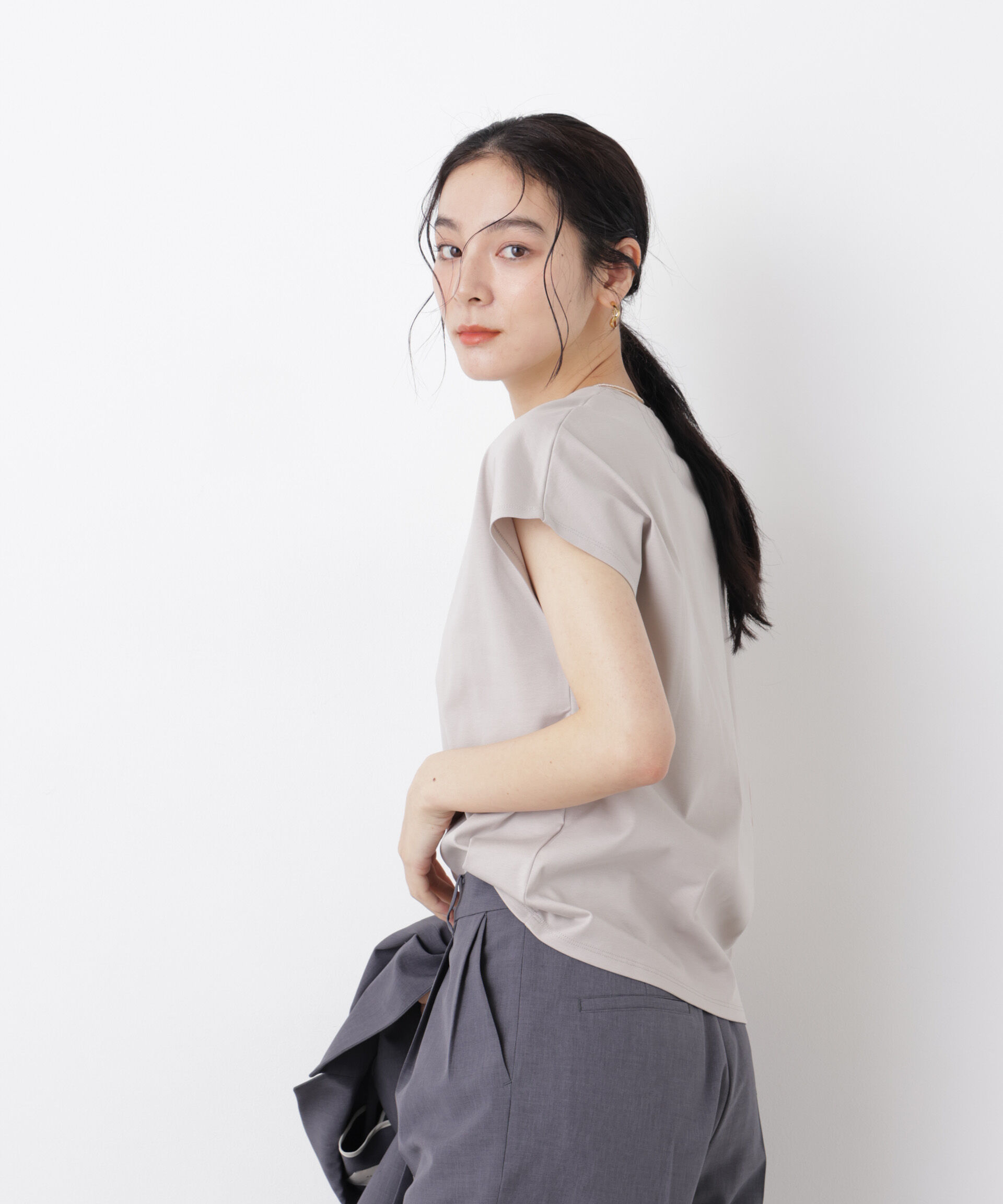 nano･universe「DressT/シルケットスムースVネックソフトドルマンTシャツ」|Tシャツ・カットソー|