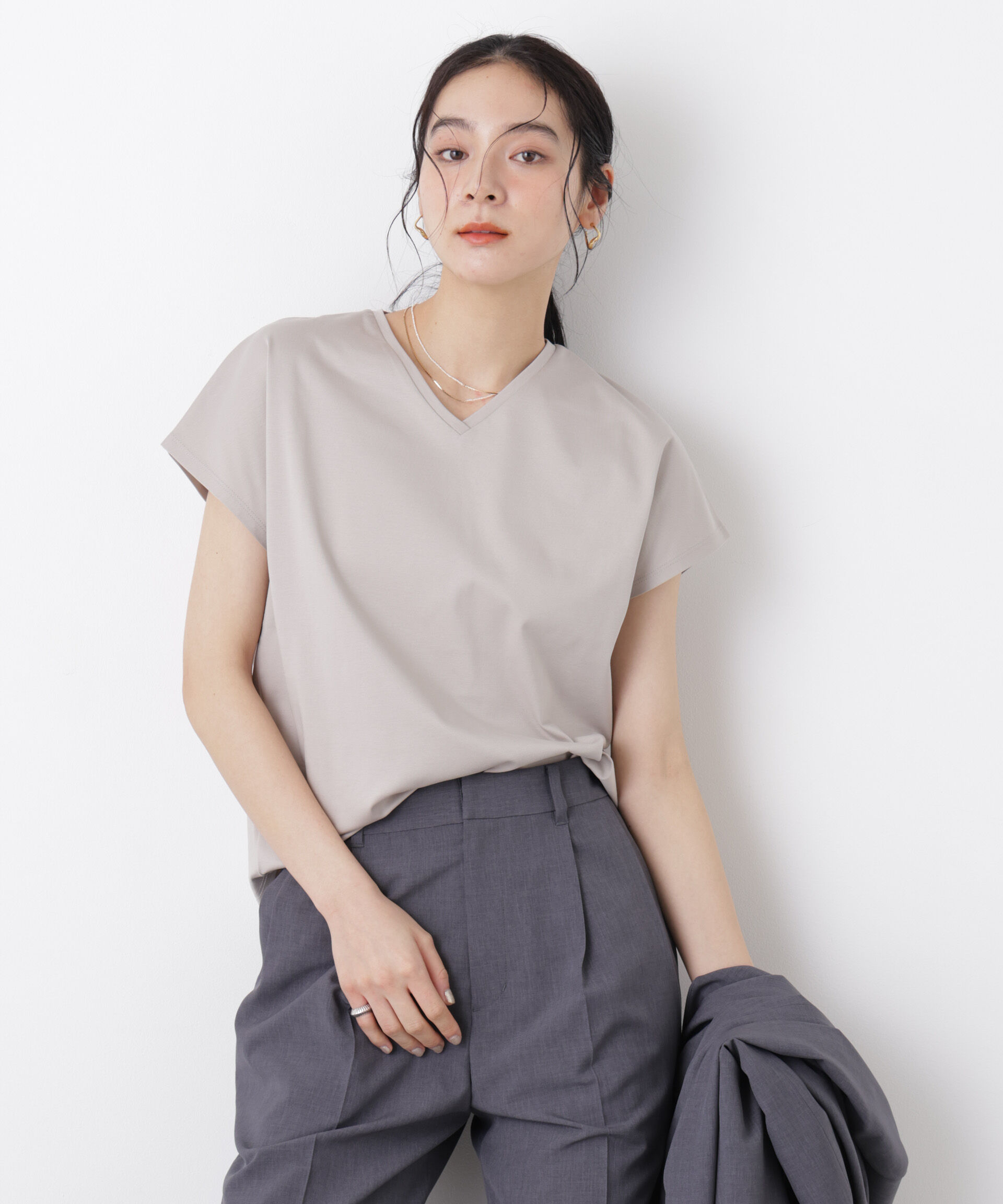 nano･universe「DressT/シルケットスムースVネックソフトドルマンTシャツ」|Tシャツ・カットソー|