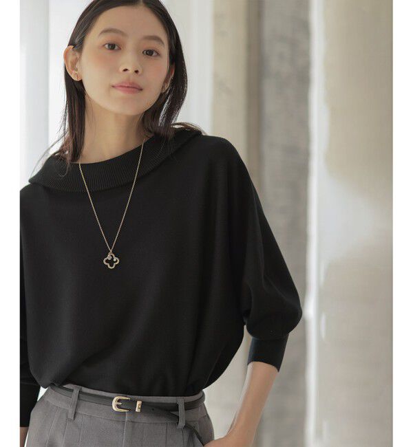 組曲「【加藤ローサさん着用・新色追加・前後着用可】スムースストレッチロールネック ニット」|ニット・セーター|ブラック系