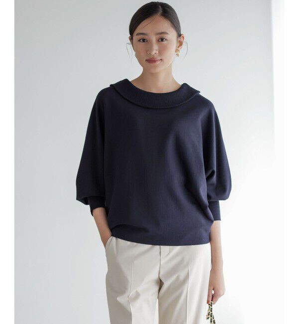 組曲「【加藤ローサさん着用・新色追加・前後着用可】スムースストレッチロールネック ニット」|ニット・セーター|ネイビー系