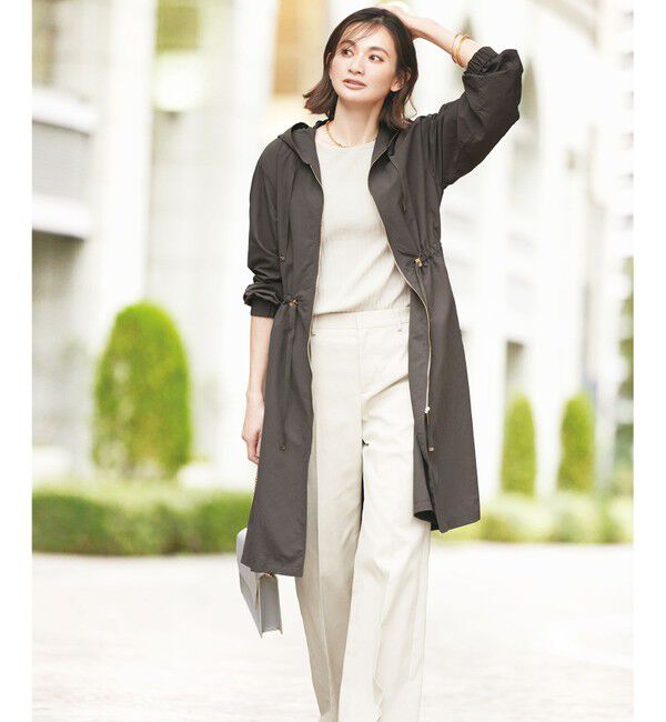 自由区「【撥水加工・UVケア・洗える】ライトグログランフーデッド コート」|ミリタリー・モッズコート|