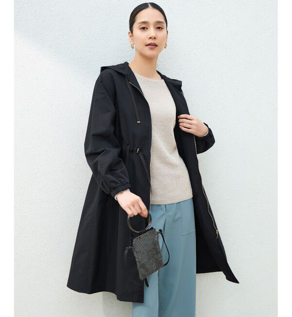 自由区「【撥水加工・UVケア・洗える】ライトグログランフーデッド コート」|ミリタリー・モッズコート|[新色]ブラック