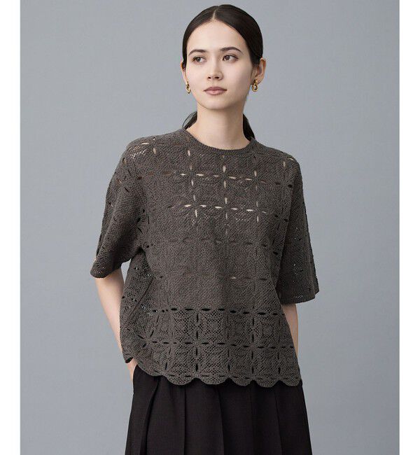 自由区「エンブロイダリー ニット」|ニット・セーター|ブラウン