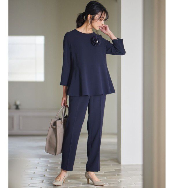 23区「【洗える】トリアセダブルジョーゼット ペプラム ブラウス」|シャツ・ブラウス|