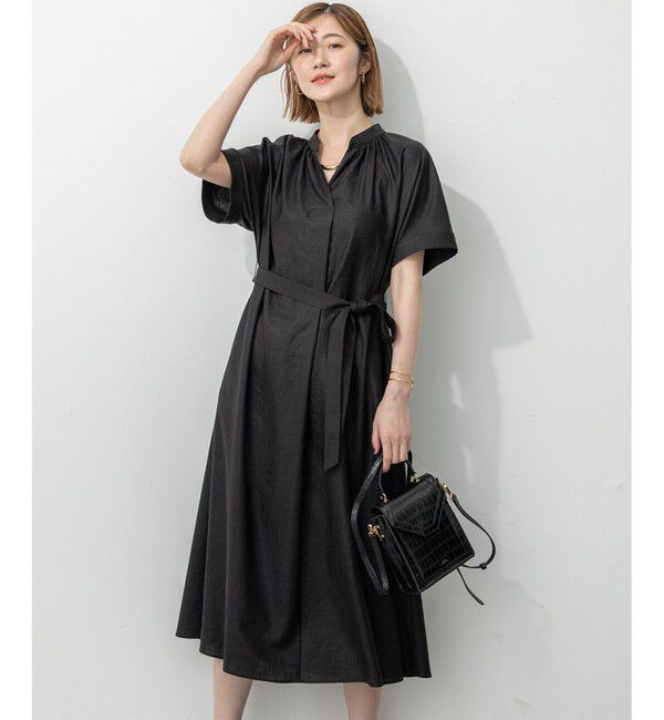 23区「【洗える】トリアセスラブストレッチ ワンピース」|ワンピース|ブラック系