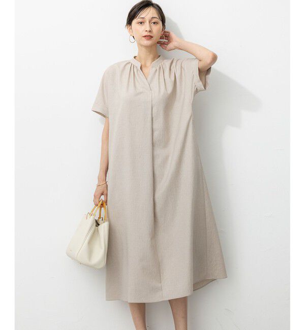 23区「【洗える】トリアセスラブストレッチ ワンピース」|ワンピース|ベージュ系