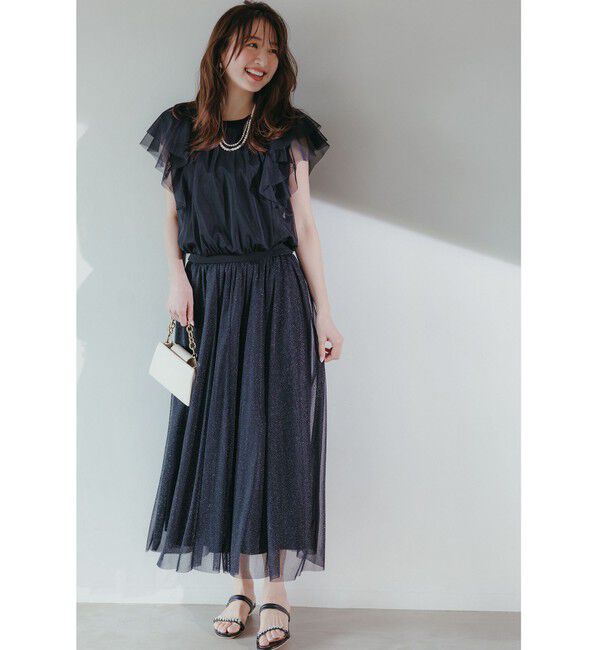 any SiS「【洗える】ラッフルチュール プルオーバー」|Tシャツ・カットソー|ブラック