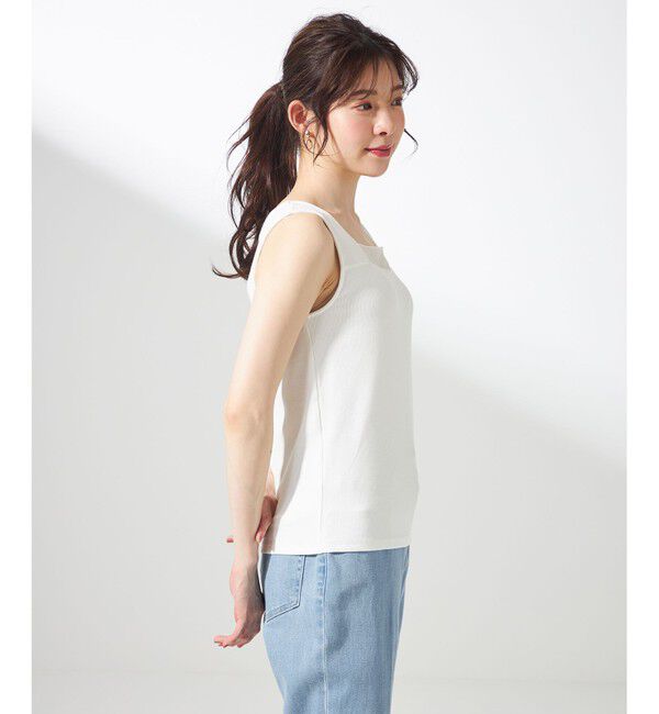 ANY SIS「【洗える】シアーコンビスクエアネック タンクトップ」|タンクトップ|