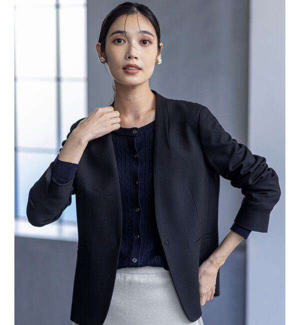 ANY SIS「ビューティサーモ2WAYストレッチ ノーカラージャケット」|ノーカラージャケット|ブラック