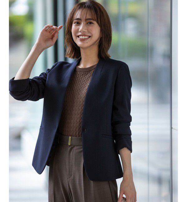 ANY SIS「ビューティサーモ2WAYストレッチ ノーカラージャケット」|ノーカラージャケット|