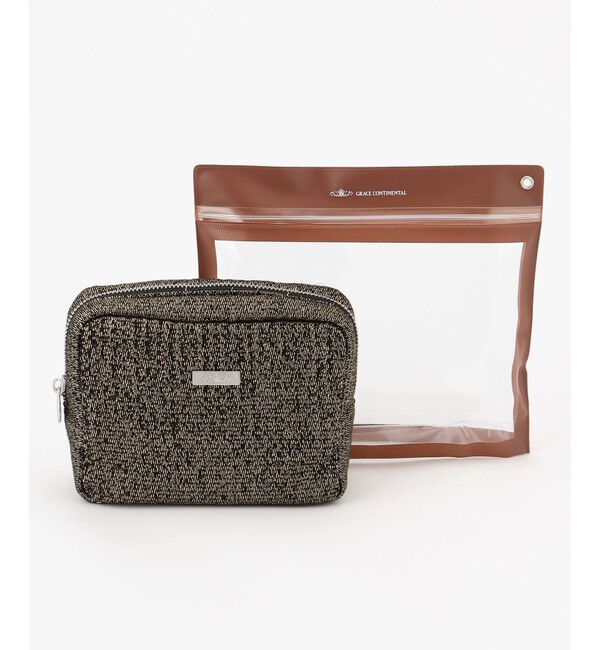 GRACE CONTINENTAL「Fabricスクエアポーチ-AW」|ポーチ|ゴールド