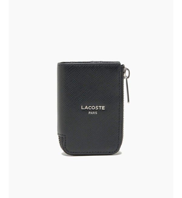 LACOSTE「エンボスレザーラウンドジップマルチキーケース」|キーケース|ブラック