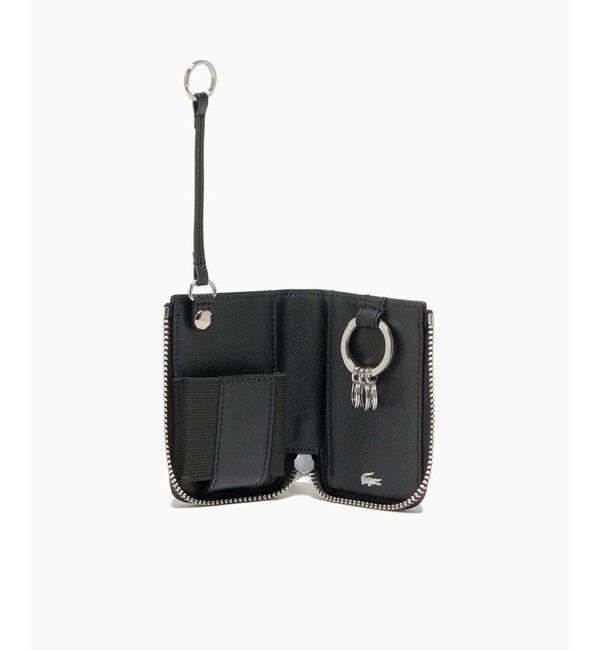 LACOSTE「エンボスレザーラウンドジップマルチキーケース」|キーケース|