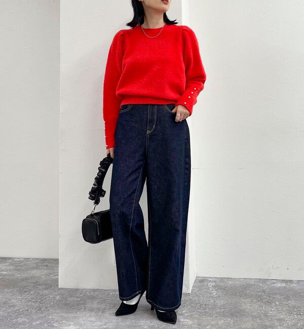 fredy emue「袖ボリュームパール付きニットプルオーバー」|ニット・セーター|