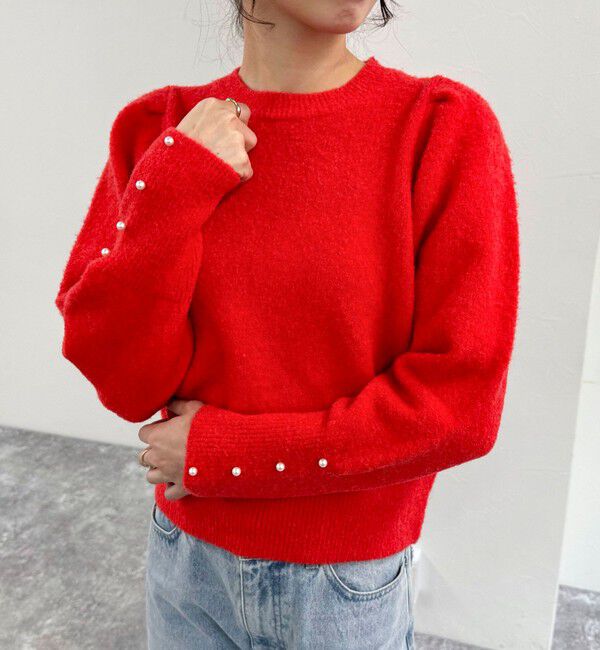 fredy emue「袖ボリュームパール付きニットプルオーバー」|ニット・セーター|