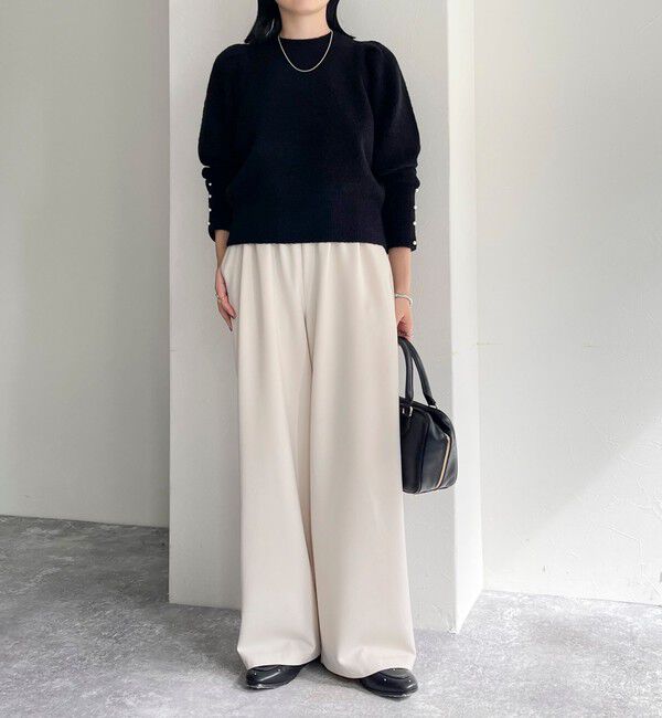 fredy emue「袖ボリュームパール付きニットプルオーバー」|ニット・セーター|