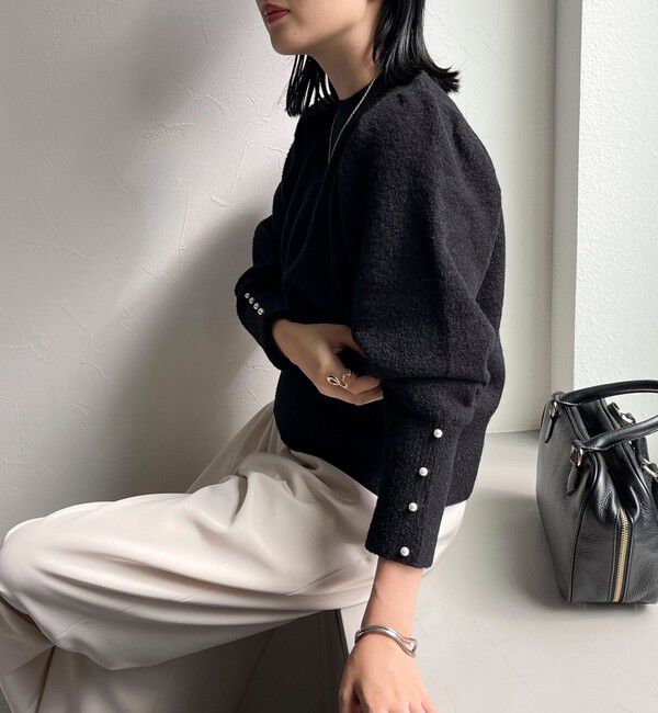 fredy emue「袖ボリュームパール付きニットプルオーバー」|ニット・セーター|