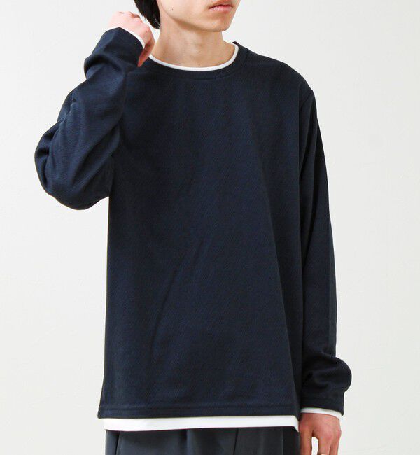 GLOSTER「メランジ微起毛スムース フェイクレイヤード ロンT」|Tシャツ・カットソー|
