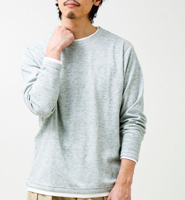 GLOSTER「メランジ微起毛スムース フェイクレイヤード ロンT」|Tシャツ・カットソー|