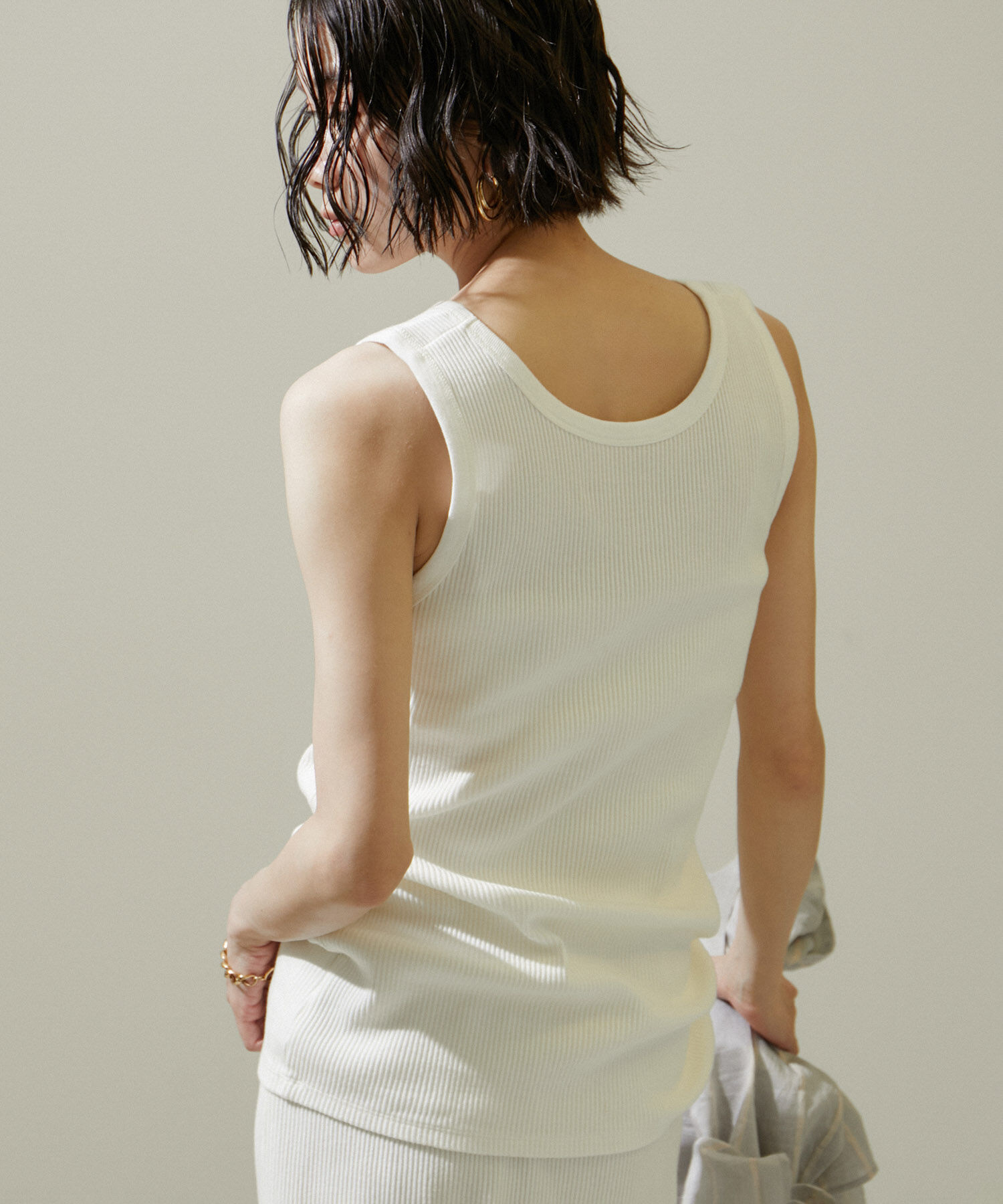 SALON adam et rope'「ヴィンテージライクリブタンクトップ【セットアップ対応・洗える】」|タンクトップ|