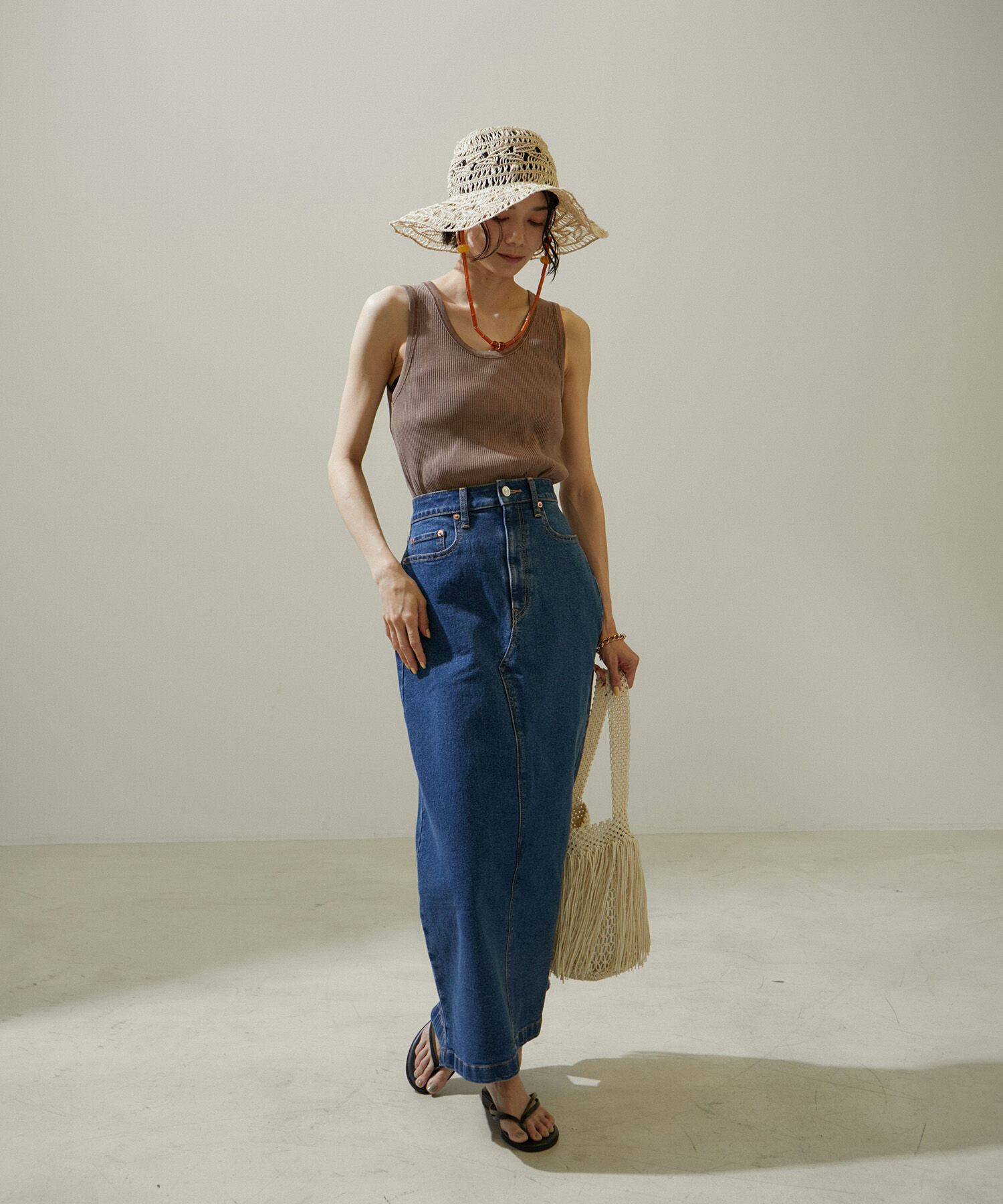 SALON adam et rope'「ヴィンテージライクリブタンクトップ【セットアップ対応・洗える】」|タンクトップ|