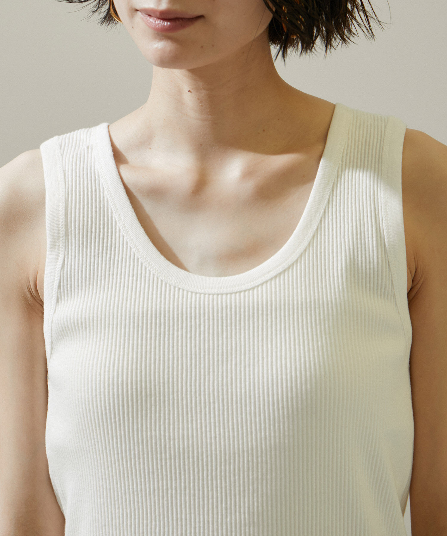 SALON adam et rope'「ヴィンテージライクリブタンクトップ【セットアップ対応・洗える】」|タンクトップ|