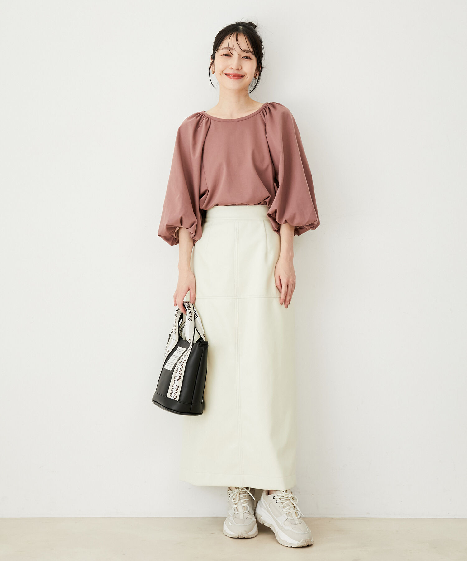 VIS「フェイクレザーIラインロングスカート」|スカート|