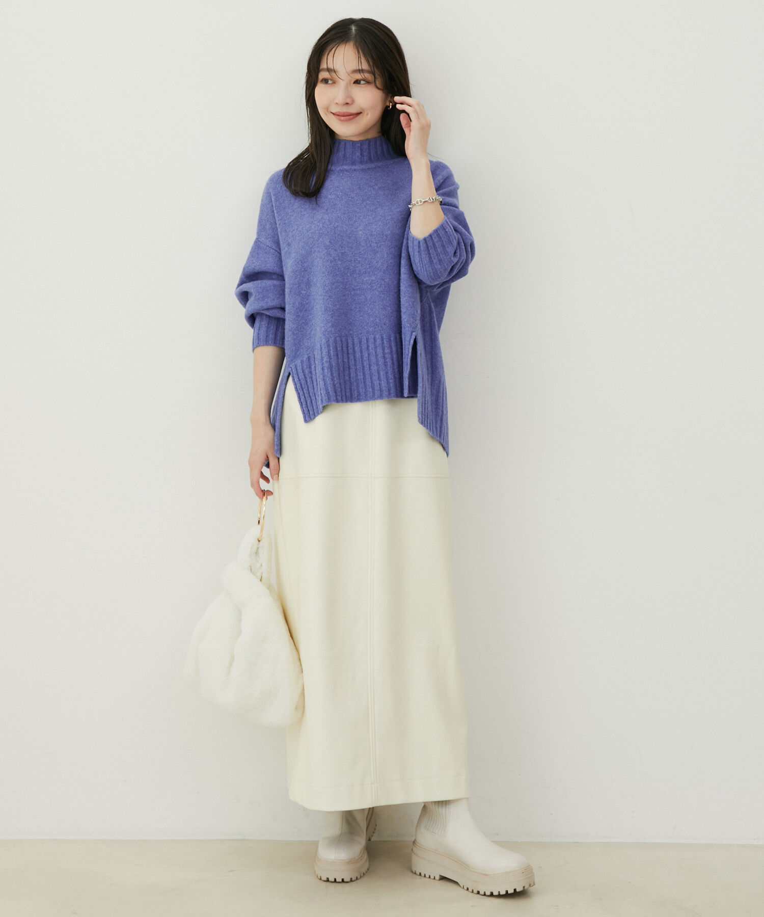 VIS「フェイクレザーIラインロングスカート」|スカート|