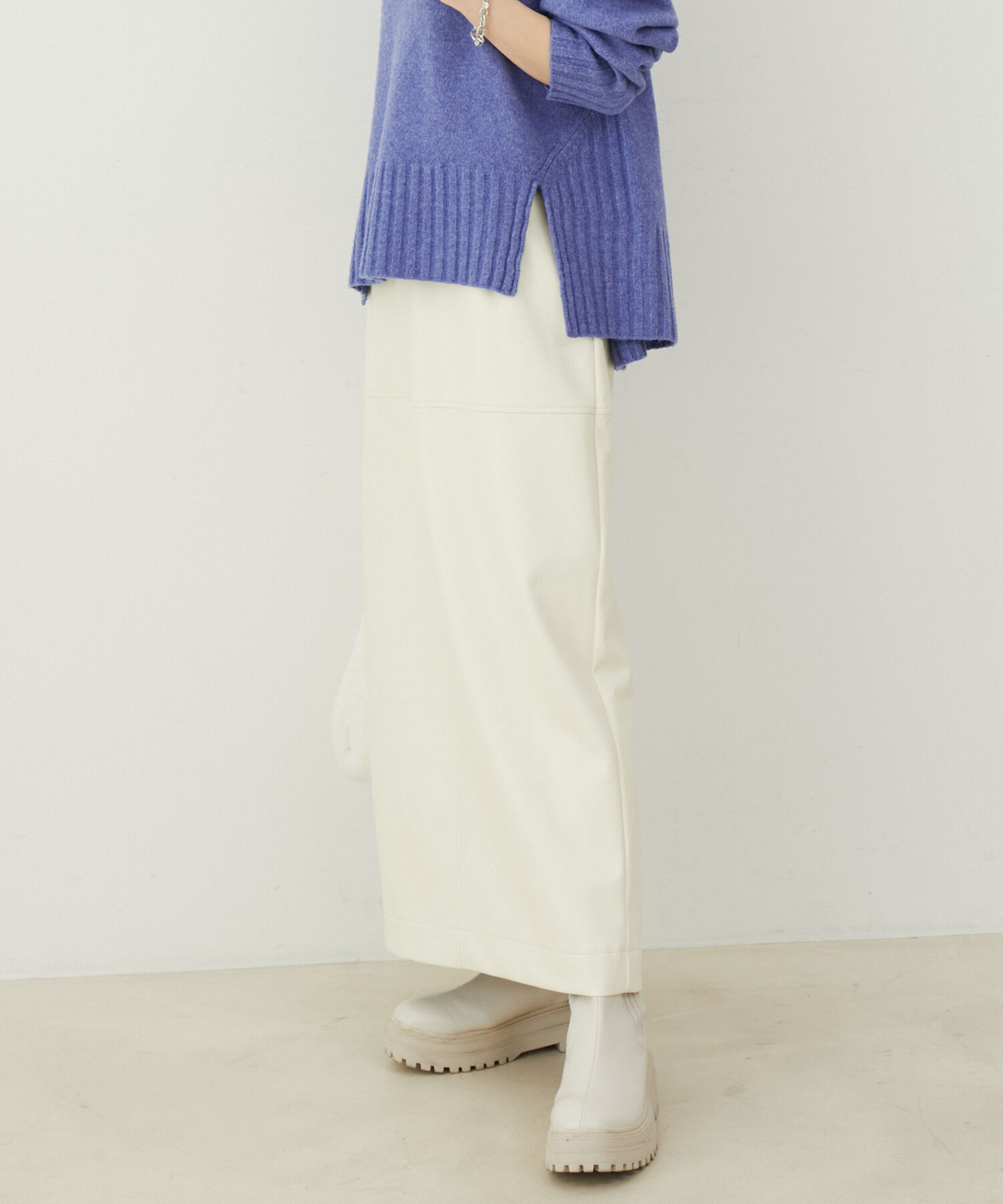 VIS「フェイクレザーIラインロングスカート」|スカート|