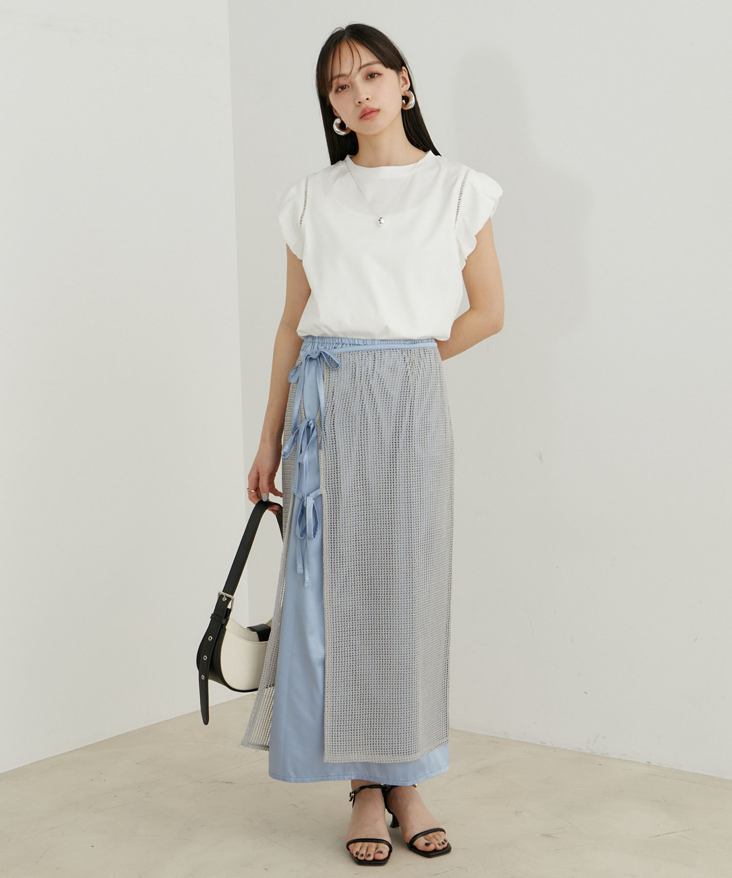 VIS「【洗える】シルケットポイントレースカットソー」|Tシャツ・カットソー|