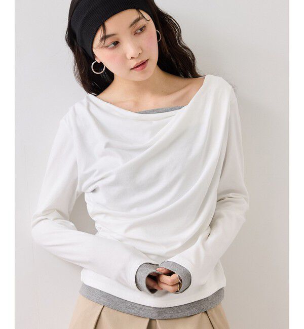 VIS「【WEB限定】レイヤードドレーププルオーバー」|Tシャツ・カットソー|オフホワイト(15)