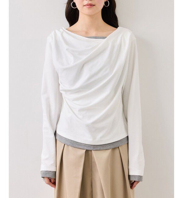 VIS「【WEB限定】レイヤードドレーププルオーバー」|Tシャツ・カットソー|