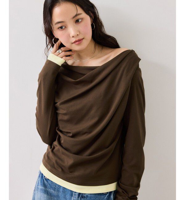 VIS「【WEB限定】レイヤードドレーププルオーバー」|Tシャツ・カットソー|ブラウン(20)