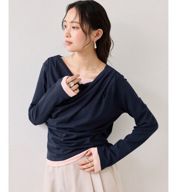 VIS「【WEB限定】レイヤードドレーププルオーバー」|Tシャツ・カットソー|ネイビー(40)