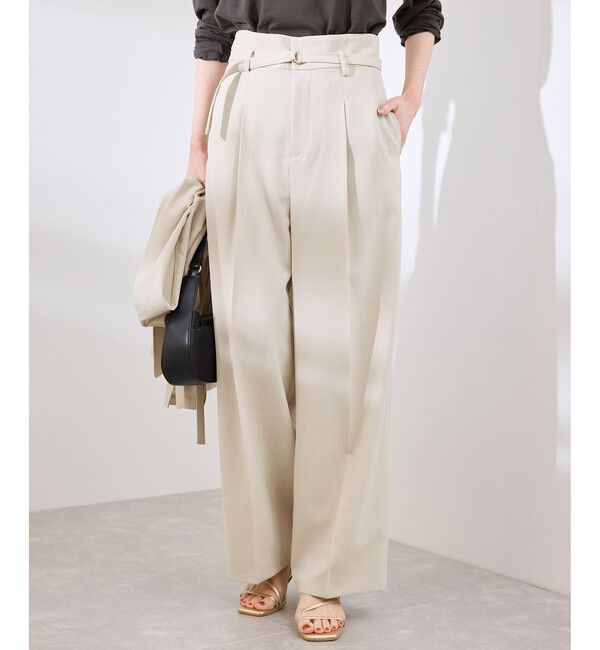 Rope&rsquo;Picnic「カナパ ベルト付きワイドパンツ/セットアップ対応・UV・抗菌防臭・接触冷感」|チノ|