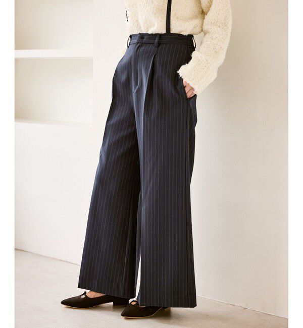 Rope&rsquo;Picnic「フレアシルエットサスペンダー付きパンツ」|チノ|