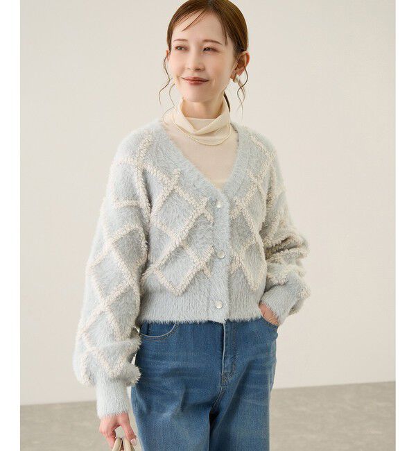 Rope&rsquo;Picnic「ダイヤチェック柄ループフェザーカーディガン」|カーディガン|
