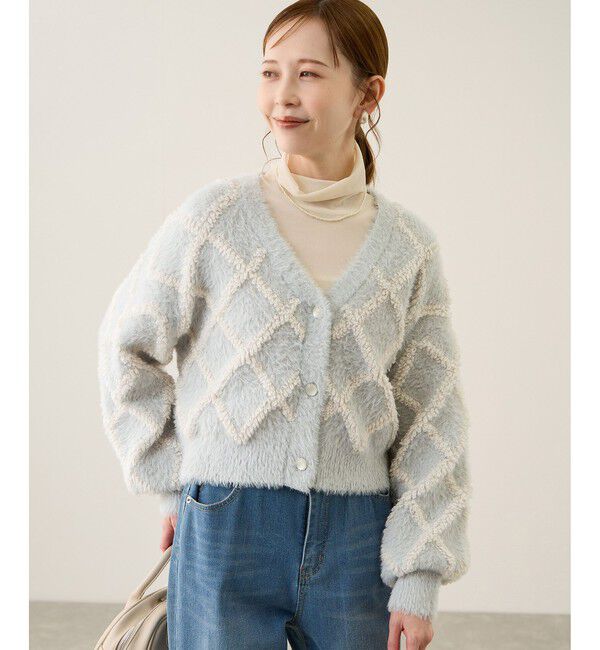 Rope&rsquo;Picnic「ダイヤチェック柄ループフェザーカーディガン」|カーディガン|