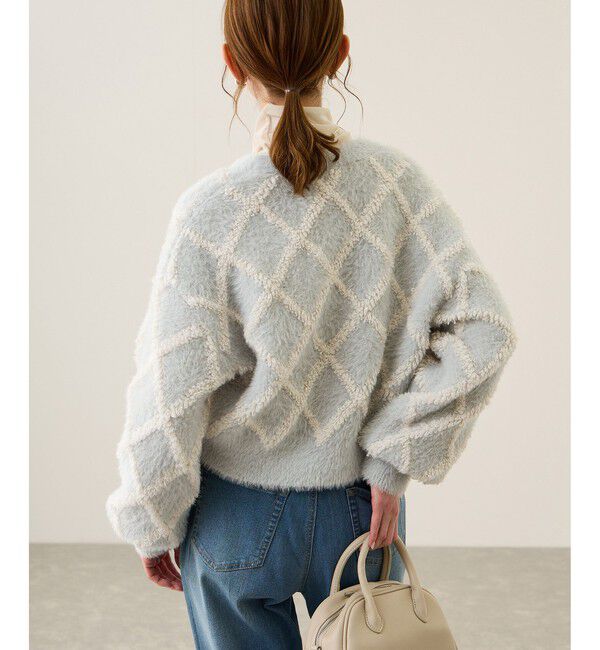 Rope&rsquo;Picnic「ダイヤチェック柄ループフェザーカーディガン」|カーディガン|