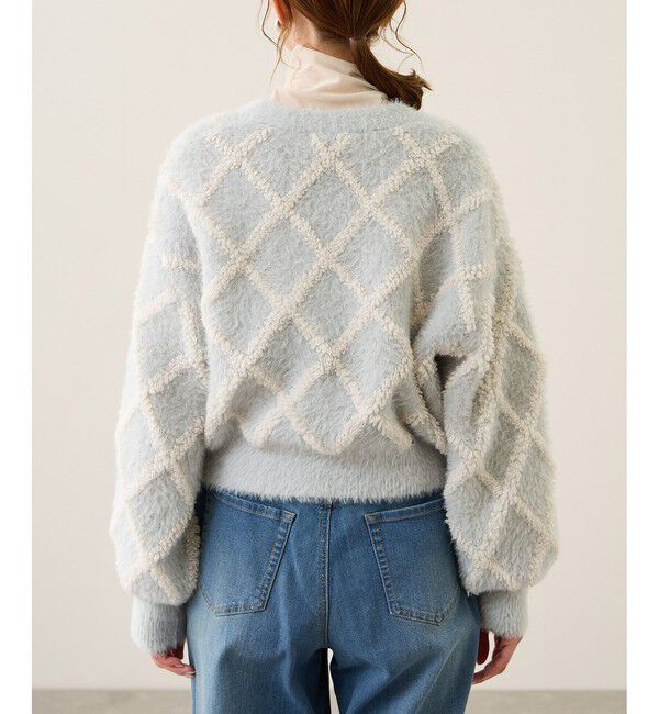 Rope&rsquo;Picnic「ダイヤチェック柄ループフェザーカーディガン」|カーディガン|