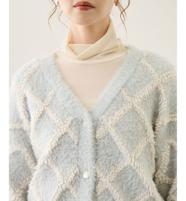 Rope&rsquo;Picnic「ダイヤチェック柄ループフェザーカーディガン」|カーディガン|