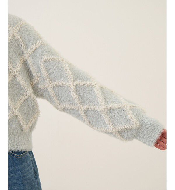 Rope&rsquo;Picnic「ダイヤチェック柄ループフェザーカーディガン」|カーディガン|