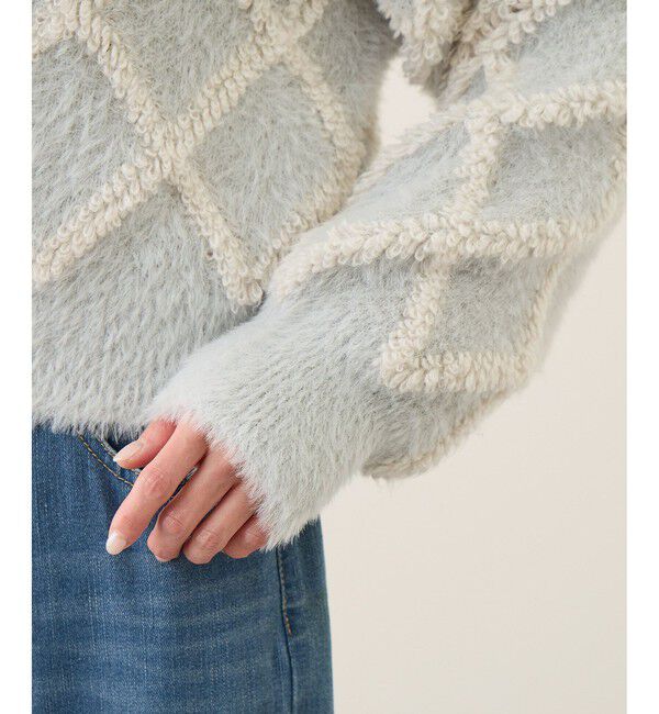 Rope&rsquo;Picnic「ダイヤチェック柄ループフェザーカーディガン」|カーディガン|