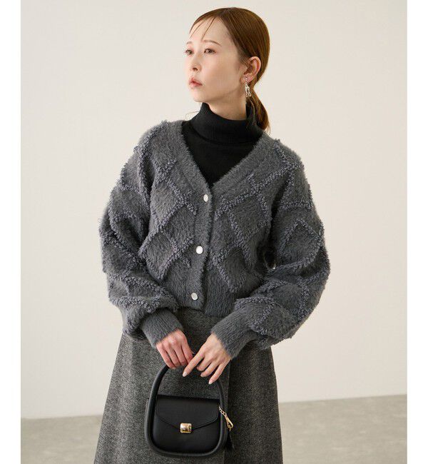 Rope&rsquo;Picnic「ダイヤチェック柄ループフェザーカーディガン」|カーディガン|