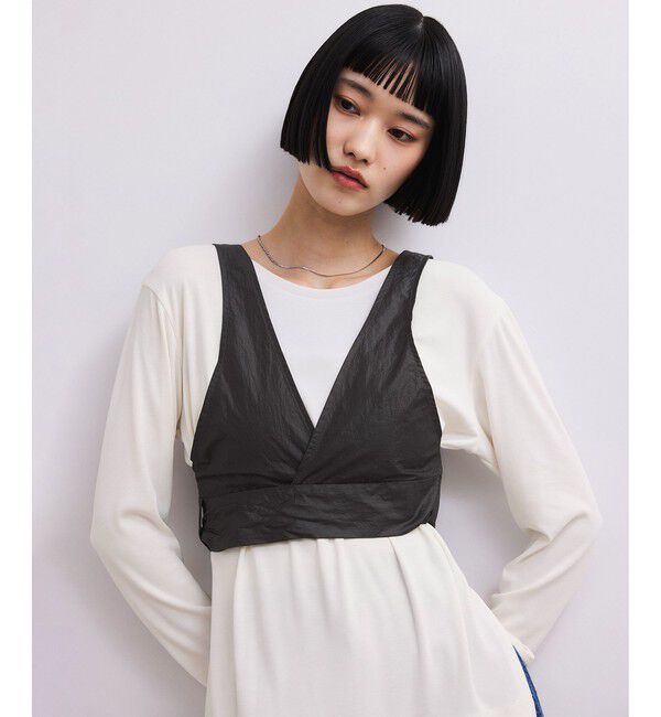 ADAM ET ROPE'「リボンタンクコンビロンT」|Tシャツ・カットソー|ホワイト系(11)