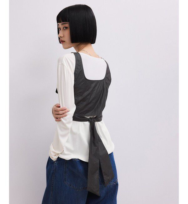 ADAM ET ROPE'「リボンタンクコンビロンT」|Tシャツ・カットソー|