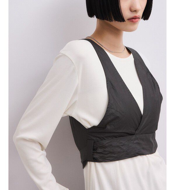 ADAM ET ROPE'「リボンタンクコンビロンT」|Tシャツ・カットソー|