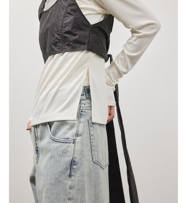 ADAM ET ROPE'「リボンタンクコンビロンT」|Tシャツ・カットソー|